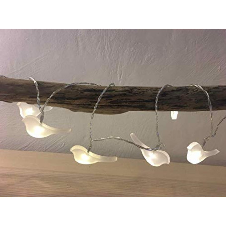 Guirlande Lumineuse Intérieure I 15 Oiseaux Blancs I LED Blanc Chaud I Longueur de 2m I Alimentation USB I Déco Chambre Enfant S