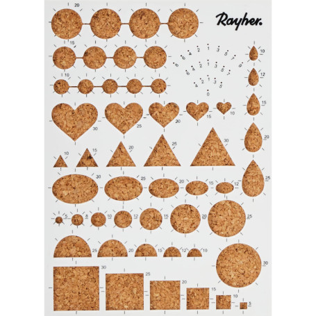Rayher Gabarit quilling av. plaque de liège et aiguilles, div. formes, 71932000