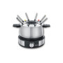 Severin Fondue Crêpière 2 en 1, Inclus 8 fourchettes à fondue, spatule à crêpe et répartiteur de pâte, Inox/Noir, FO 2471
