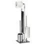 WENKO Combiné WC Rivalta | 3 en 1| Brosse WC et Dérouleur Papier Toilette | Stockage Papier | Tête de Brosse remplaçable | Acier
