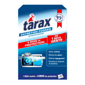 TARAX - Traitement Fosses Septiques 6 Mois - Élimine les Mauvaises Odeurs & Prévient les Engorgements - Activateur Fosse Septiqu