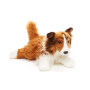 Uni-Toys Collie à Poils Longs, couché - Visage Blanc/Marron - 41 cm (Longueur) - Chien en Peluche, Collie, Animal de Compagnie -