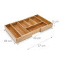 Relaxdays Plateau à couverts extensible HBT 5 x 48,5 x 28 cm, insert à couverts en bambou avec 5 à 7 compartiments comme organis