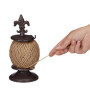 Relaxdays Bobine de Ficelle avec Ciseaux, Distributeur de Fil, Porte-Ficelle en Fonte, Décoration Jardin, Marron foncé