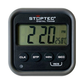 STOPTEC Minuteur numérique PT-110 - Compte à rebours - Chronomètre - Heure et alarme - Température - Sport et loisirs - Silencie