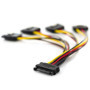 deleyCON 0,15m Adaptateur D’alimentation S-ATA Y - 1x Prise Femelle SATA vers 4x Prises Mâles SATA - Câble D’alimentation Intern