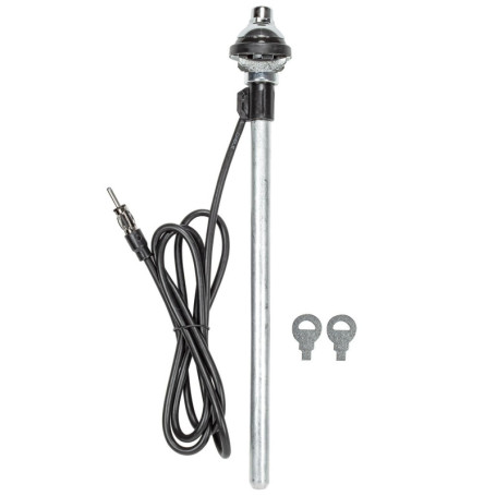 tomzz Audio 1000-014 Antenne télescopique Universelle pour Aile, Grande tête, câble, Prise DIN, Aspect INOX