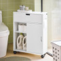 SoBuy Meuble de Rangement Salle de Bain, Armoire de Côté, Rangement Polyvalente, Meuble pour Papier Toilette, Porte Brosse WC, M