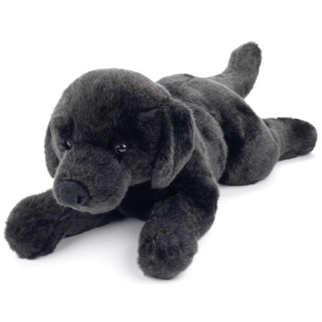 Uni-Toys - Labrador Noir, couché – 40 cm (Longueur) – Chien en Peluche, Animal de Compagnie – Doudou