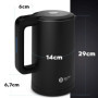 Balter Bouilloire électrique en acier inoxydable WK-4, 1,7 l, design à double paroi, sans BPA, LED, compacte, silencieuse (noir)