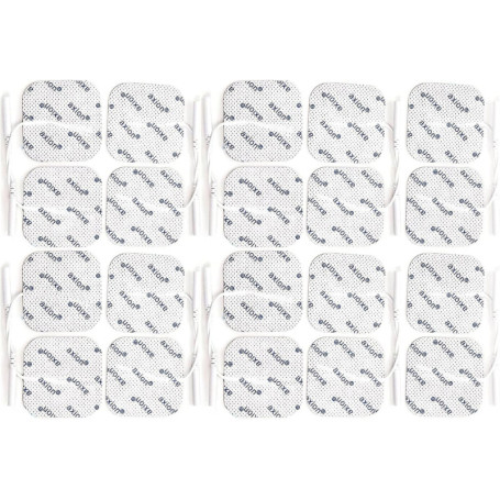 Lot de 20 électrodes carrées 5x5 cm axion | Electrostimulateur TENS EMS avec connexion filaire de 2 mm | Patchs adhésifs