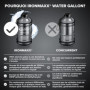 IronMaxx Water Gallon - Grau 2200ml | BPA et DEHP gratuits | Bouteille étanche avec échelle de mesure | Plusieurs couleurs dispo