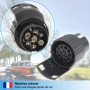 valonic Adaptateur de remorque de 7 Broches vers 13 Broches - Noir - pour Voiture, remorque, Camion, Caravane, attelage