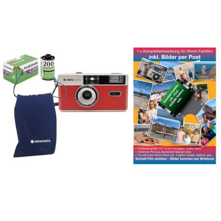 Agfa Appareil Photo analogique 35 mm dans Un kit Complet : Film + Batterie + développement pour Photos Couleur (par Post)