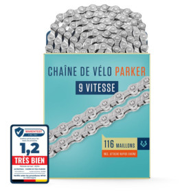 Alphatrail Chaîne de Vélo Parker 9 Vitesses 116 Maillons I Compatible avec Shimano, SRAM, KMC, Connex I Incl. Attache Rapide Cha