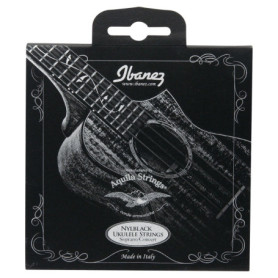 Ibanez NBUKS4 Jeu de corde pour ukulélé de soprano/concert, Aquila Strings, Noir