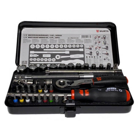 Würth Clé à douille 1/4 "Multi Assortiment de 34 pièces