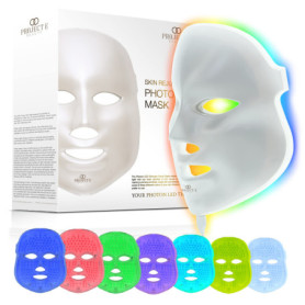 Masque de visage Luminothérapie 7 couleurs par Project E Beauty | Routine de Soins du Visage Anti-âge |Raffermissement de la Pea