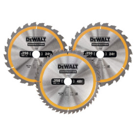 DEWALT - Set de 3 lames de scie circulaire stationnaire - disque tranchant 40 dents - outillage résistant aux clous et durable -