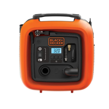BLACK+DECKER ASI400-XJ Gonfleur compresseur 11 bars/160 PSI, Orange, Set de 2 Pièces