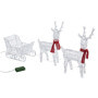 Lights4fun Duo de Rennes et Traîneau Lumineux de Noël avec 240 LED Blanc à Piles en Acrylique avec Minuterie Décoration de Noël 