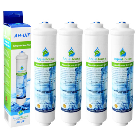 4x AquaHouse UIFH Compatible pour Haier 0060823485A Kemflo Filtre à eau Aicro pour réfrigérateurs Haier, CDA, Firstline, Frigist