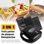 Gotoll Appareil à Croques Monsieur Gaufrier 3 en 1 Machine à Sandwich Maker Gauffre Presse Toaster Pain Plaques Remplaçables 750