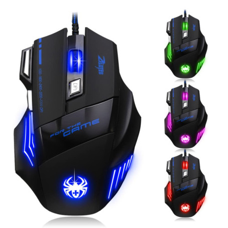 zelotes Souris Gamer Filaire,7200DPI,7 Boutons,Haute Précision,Conception Ergonomique,LED,Optique USB Souris de Jeu pour PC,Ordi