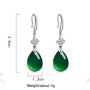 Vintage Naturel Émeraude Jade Calcédoine Femme Boucles d'oreilles 925 Argent Goutte d'eau Vert Jadéite Pierres Précieuses Bijoux