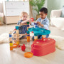Hape Circuit Billes Coffret Quadrilla Bucket, 65 Pièces + 25 Billes - Jeux de Construction Circuit à Billes en Bois avec Bac de 