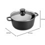 Lacor 25824 Faitout Fonte d'Aluminium Forte avec Couvercle Verre Diamètre: 24 cm, Noir