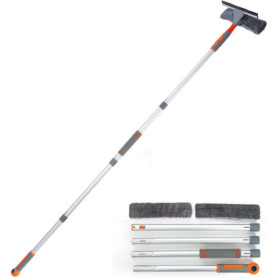 Nettoyeur de fenêtre Professionnel 2 en 1 avec Tige d'extension, Lave-vitres télescopique avec tête Flexible, Outils de Nettoyag