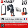 KRASER KR50+120L Antivol Moto Bloque Disque Mini U Homologué SRA + Chaine Haute Sécurité Acier Massif Boucle, Kit Sécurité pour 