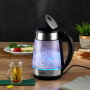 Zilan, Bouilloire en verre et acier inoxydable - 2200 W - 1,7 l - Éclairage LED bleu - 360 ° - Filtre anti-calcaire - Sans BPA -