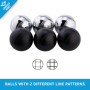 Engelhart - 010207 - Jeu de Boules 2 x 3 Noires et Grises - 74 mm - Triplette - Jeu de Petanque - 6 Boules de Pétanque, Sac en N