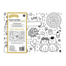 Jeka Lot de 12 Sets de Table à colorier, Motif : Activités pour Enfants, Décoration pour Table de Mariage, Idée Cadeau de Mariag