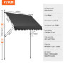 VEVOR Auvent de terrasse rétractable, 250 x 120 cm, store banne manuel avec manivelle, hauteur réglable 218-310 cm, abri pare-so