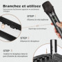 Talomen Microphone sans fil professionnel,système de dual microphone à 2.4 GHz Karaoké Dynamique Rechargeable avec Récepteur,160