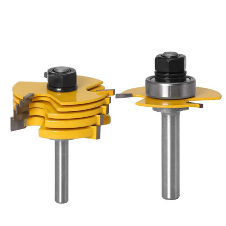 Gasea 8mm Jeu de Forets de Toupie à 3 Ailes Réglables Router à Rainure Bits Fraise à Bois Mèche de Menuiserie Routeur T Forme Av