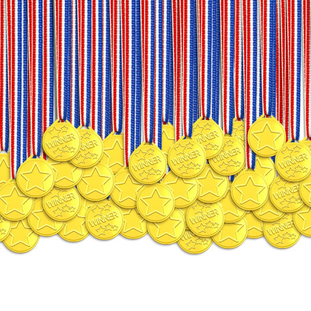 100 Pièces Médailles Enfants, Plastique Medaille Recompense pour récompenses l'école Le Sport ou Les Mini Jeux Olympique Sport D