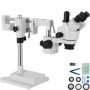 VEVOR Microscope Stéréo 3.5X-90X Simul Focal Trinoculaire Zoom 360 Degrés Rotatif Trinoculaire Stéréo Microscope Double Bras Sta