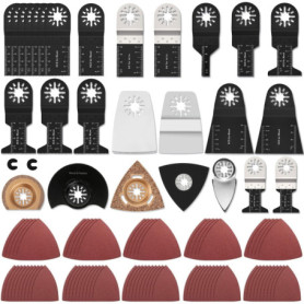 GUHAOOL 110 Pcs Lames de Scie Oscillantes, Outil Multifonction Saw Blades Accessoires Kit, Bois Plastique Métal Universelle Outi