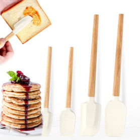 Maryse Patisserie, 4 Pièces Marises de Cuisine Silicone Spatule Cuisine Résistantes à la Chaleur Spatule Patisserie avec Manche 