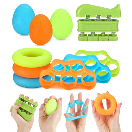 Jissta Lot de 10 Hand Grip Musculation Avant Bras,Renforceur de Doigt Exerciseur à la Main Exerciseur de Doigt à Ressort,Poignet