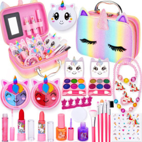 Lubibi Unicorn Ensembles de Maquillage Lavables pour Filles avec Vernis à Ongles, Rouge à Lèvres pour Les Cadeaux d'anniversaire
