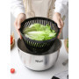 Peclio Grande essoreuse à salade en acier inoxydable 18/10 de 4,5 l avec couvercle transparent, fond antidérapant – Spinner à sa