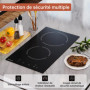 Gudsunal Plaque Vitrocéramique 2 Feux Encastrable, 3000W, 9 Niveaux de Puissance, Minuteur, Arrêt Automatique, Verrouillage Enfa