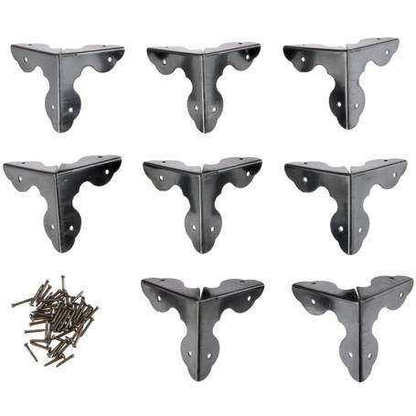 Lot de 8 protections d'angle de style antique avec vis, protection de coin d'armoire, protection de bord pour boîtier en bois, s