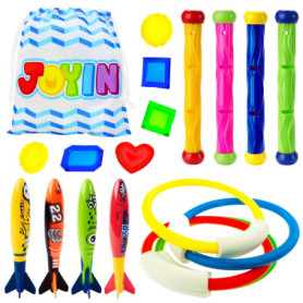 JOYIN 18 Pcs Jouets de Plongée Jouets de Natation Piscine Jeux de Piscine Jouet Anneaux Plongée sous-Marine Bâtons de Plongée et