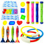 JOYIN 18 Pcs Jouets de Plongée Jouets de Natation Piscine Jeux de Piscine Jouet Anneaux Plongée sous-Marine Bâtons de Plongée et